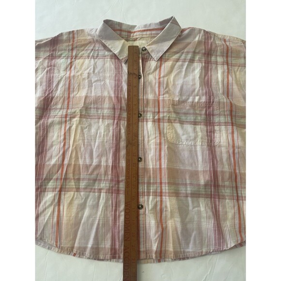 Lucky Brand Relaxed Pink‎ Madras Plaid Button Up Shirt  Size Large - Picture 5 of 9